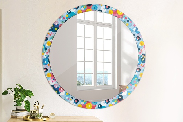 Round wall mirror design Colorful thorns