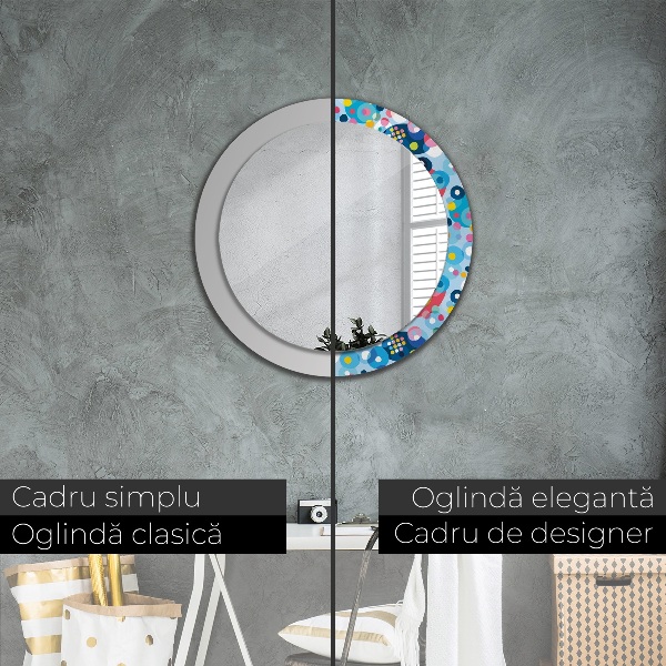 Round wall mirror design Colorful thorns
