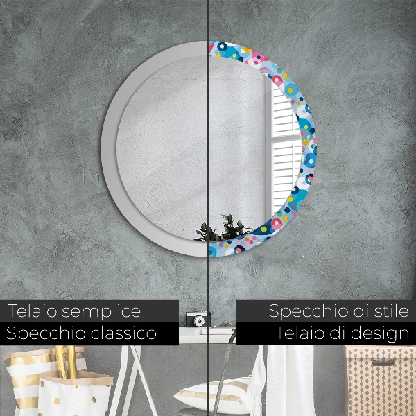 Round wall mirror design Colorful thorns