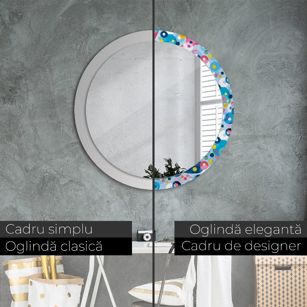Round wall mirror design Colorful thorns