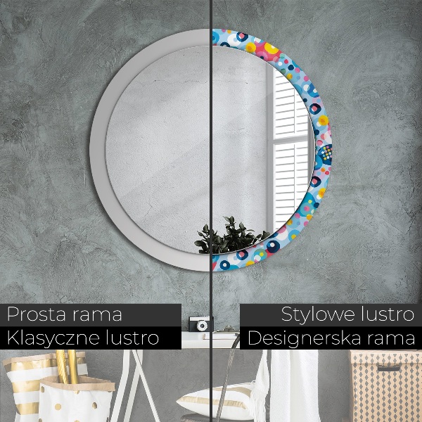 Round wall mirror design Colorful thorns