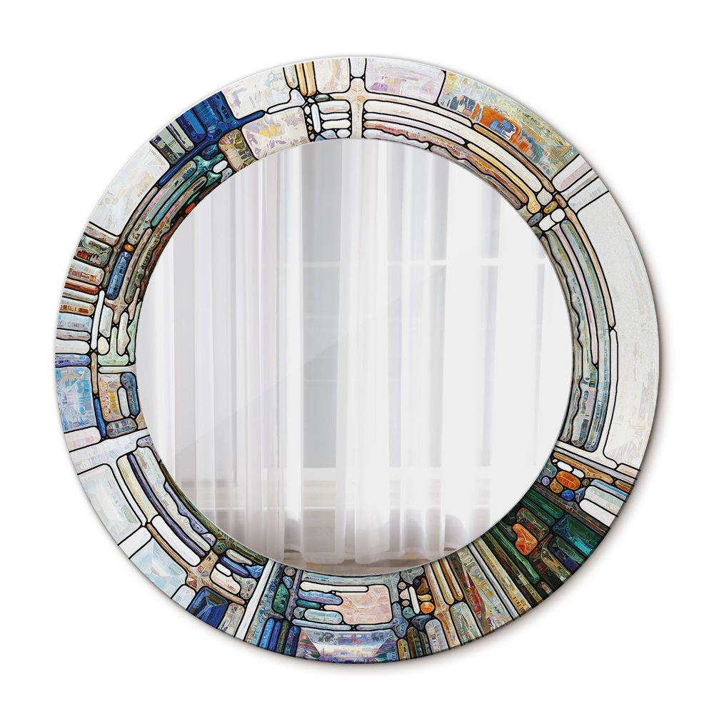 Round wall mirror design Abstract stained glass window