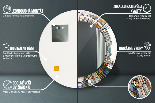 Round wall mirror design Abstract stained glass window