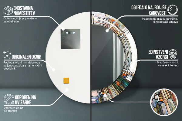 Round wall mirror design Abstract stained glass window