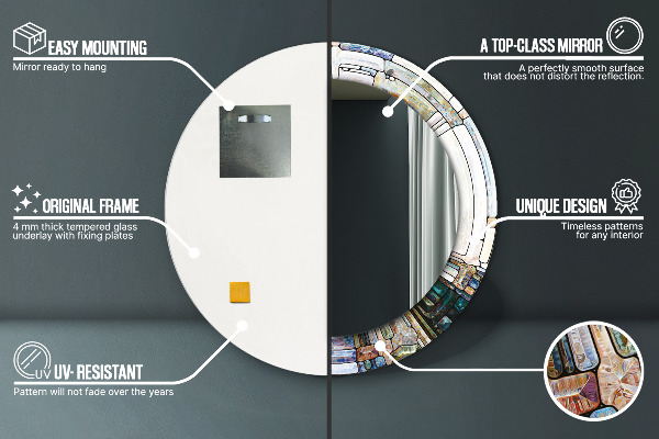 Round wall mirror design Abstract stained glass window