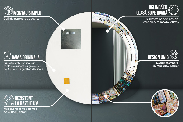 Round wall mirror design Abstract stained glass window