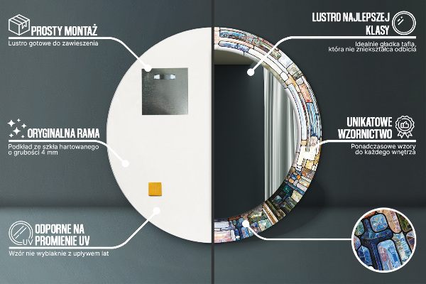 Round wall mirror design Abstract stained glass window