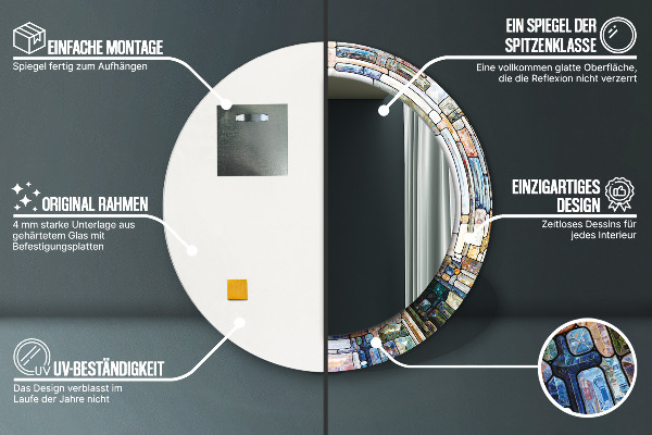 Round wall mirror design Abstract stained glass window