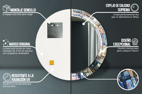 Round wall mirror design Abstract stained glass window