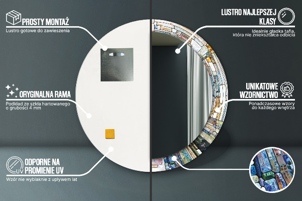 Round wall mirror design Abstract stained glass window