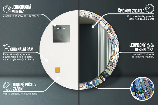 Round wall mirror design Abstract stained glass window
