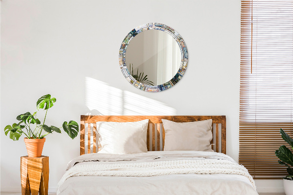 Round wall mirror design Abstract stained glass window