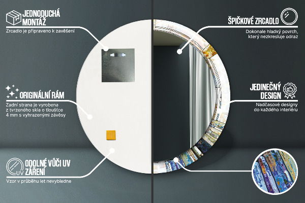 Round wall mirror design Abstract stained glass window