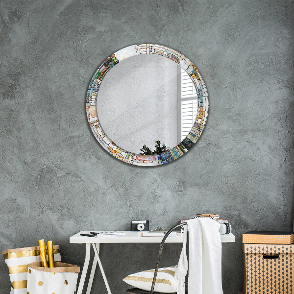 Round wall mirror design Abstract stained glass window