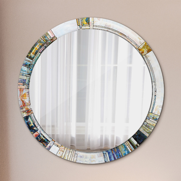 Round wall mirror design Abstract stained glass window