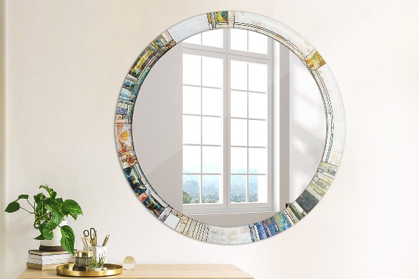 Round wall mirror design Abstract stained glass window