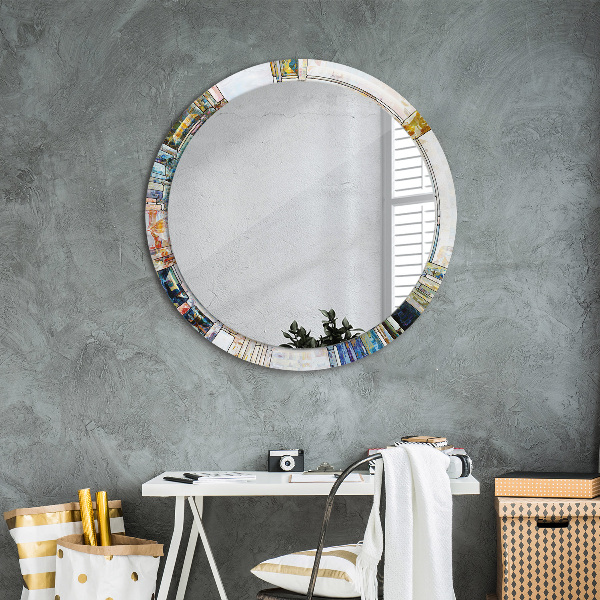 Round wall mirror design Abstract stained glass window