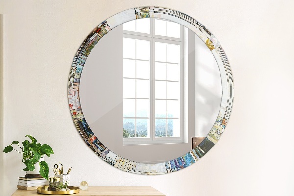 Round wall mirror design Abstract stained glass window