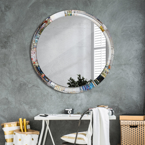 Round wall mirror design Abstract stained glass window