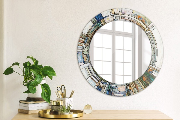 Round wall mirror design Abstract stained glass window