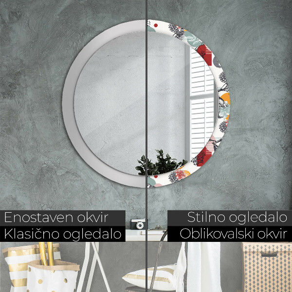 Round decorative mirror Abstraction with birds