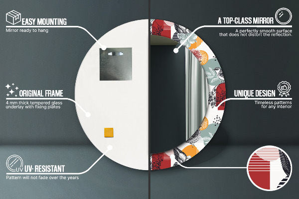 Round decorative mirror Abstraction with birds