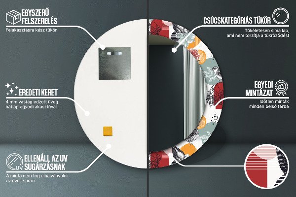 Round decorative mirror Abstraction with birds