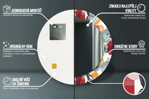 Round decorative mirror Abstraction with birds