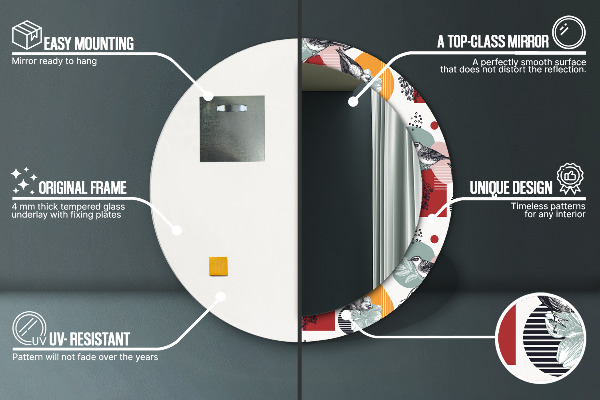 Round decorative mirror Abstraction with birds