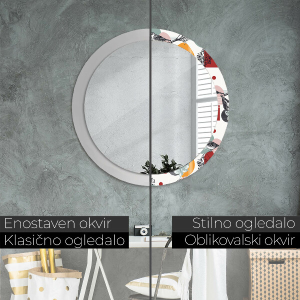 Round decorative mirror Abstraction with birds