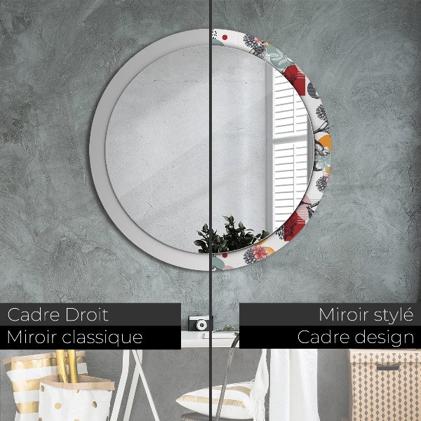 Round decorative mirror Abstraction with birds