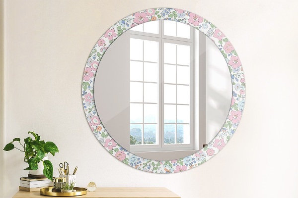 Circle decorative mirror Delicate flowers