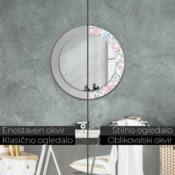 Circle decorative mirror Delicate flowers