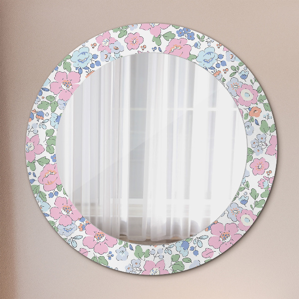 Circle decorative mirror Delicate flowers