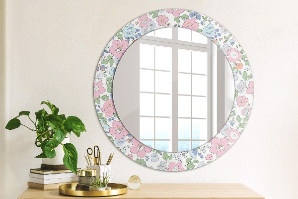 Circle decorative mirror Delicate flowers