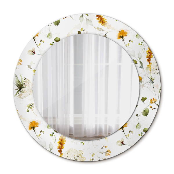 Round decorative mirror Field flowers