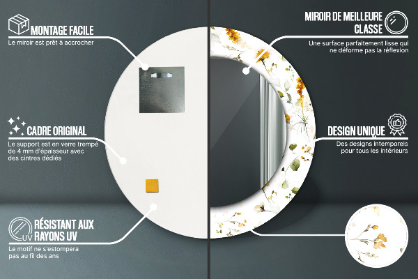 Round decorative mirror Field flowers