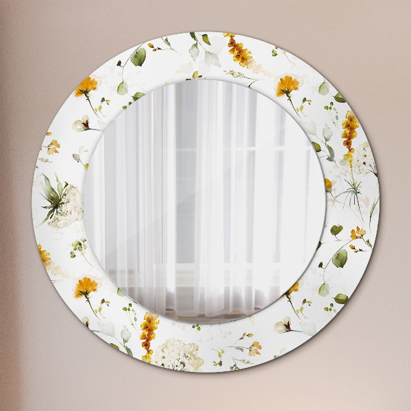 Round decorative mirror Field flowers