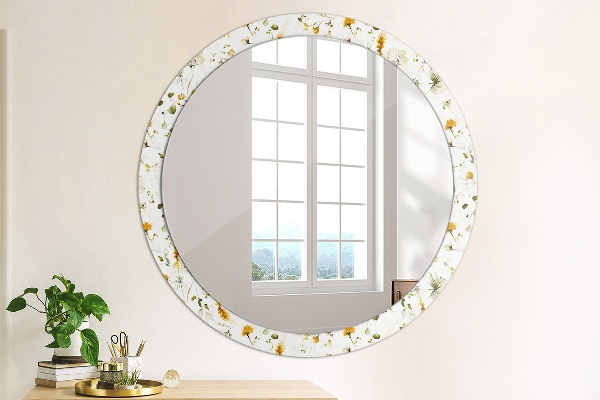 Round decorative mirror Field flowers