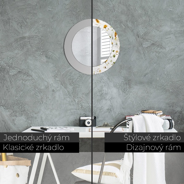 Round decorative mirror Field flowers