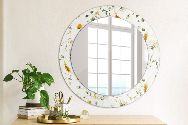 Round decorative mirror Field flowers