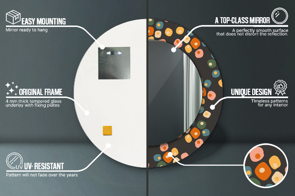 Round printed mirror Flower dots