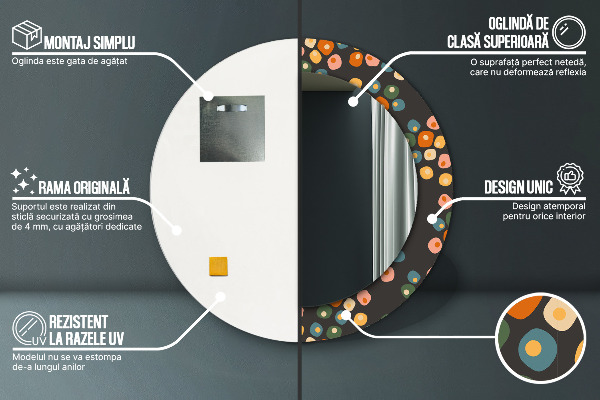 Round printed mirror Flower dots