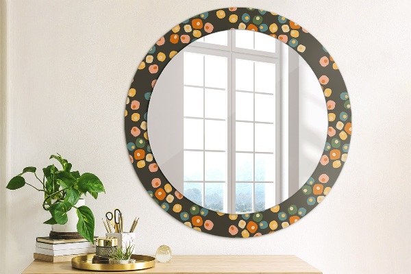 Round printed mirror Flower dots