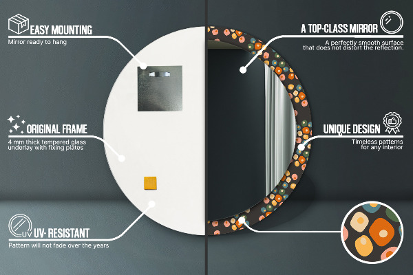 Round printed mirror Flower dots