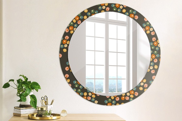 Round printed mirror Flower dots