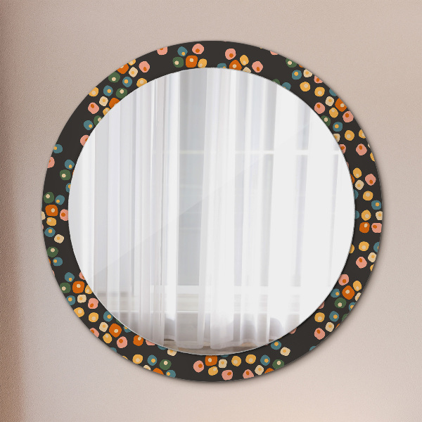 Round printed mirror Flower dots