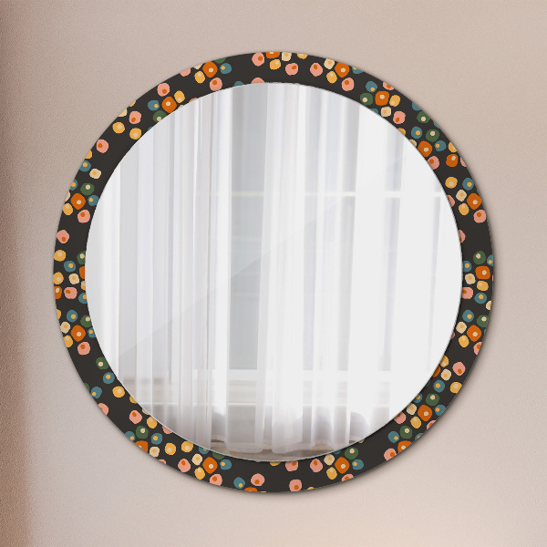 Round printed mirror Flower dots