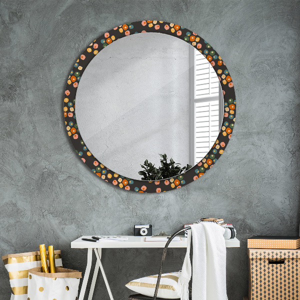 Round printed mirror Flower dots