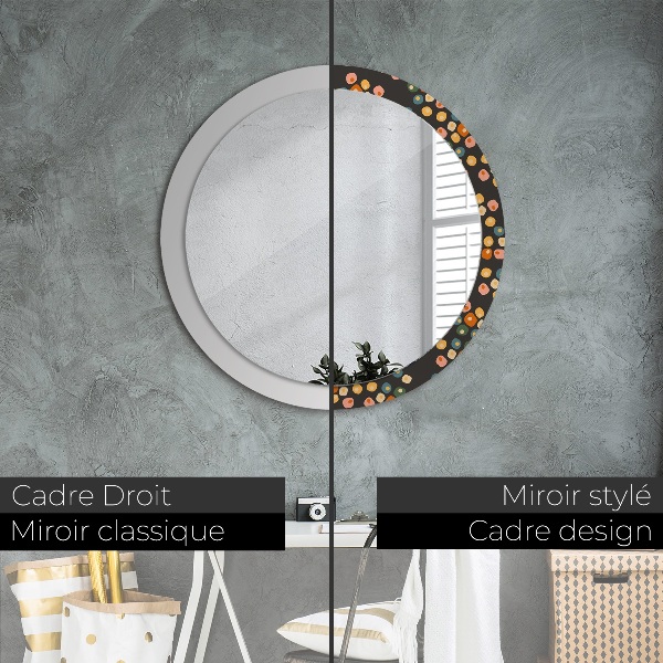 Round printed mirror Flower dots